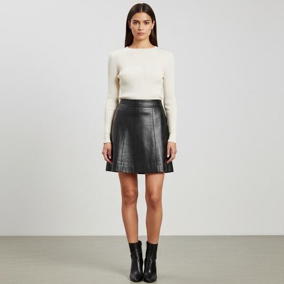 J. Crew Dresses & Skirts - J.CREW Mercantile Black Faux Leather A-Line Mini Skirt Lined Size 0